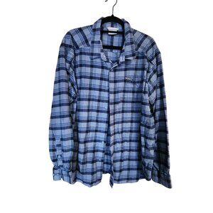 Columbia Sportswear Mens XXL Blue Plaid Flannel Button-Up Shirt